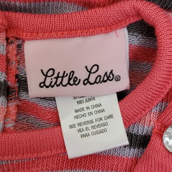Little Lass Baby Sweater Dress Striped Pinks & Grays Size 6/9 MOS - Picture 4 of 5